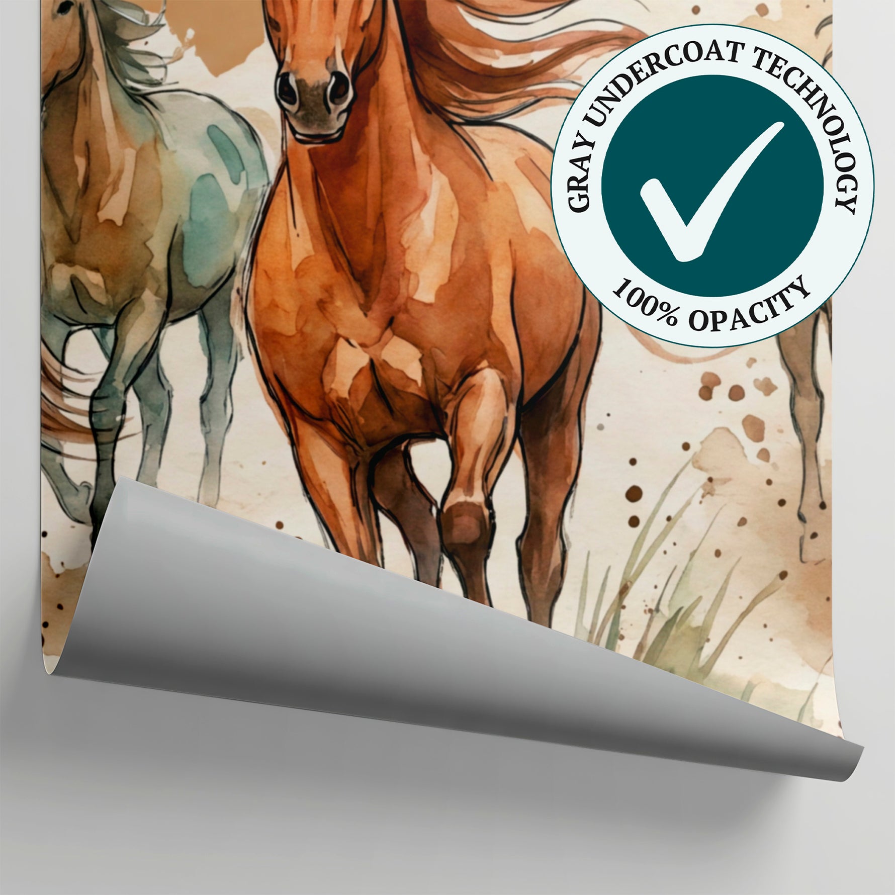 Prairie Thunder Brown Horse Wallpaper - Western Animal Wall Mural Peel and Stick Cowboy Decor - Matière