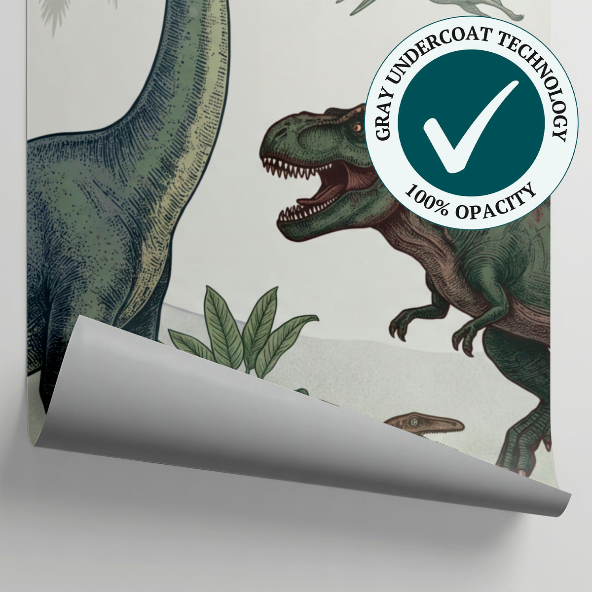 Prehistoric Canopy Green Dinosaur Wallpaper for Kids - Tropical Jungle Palm Tree Botanical Peel and Stick Mural - Matière