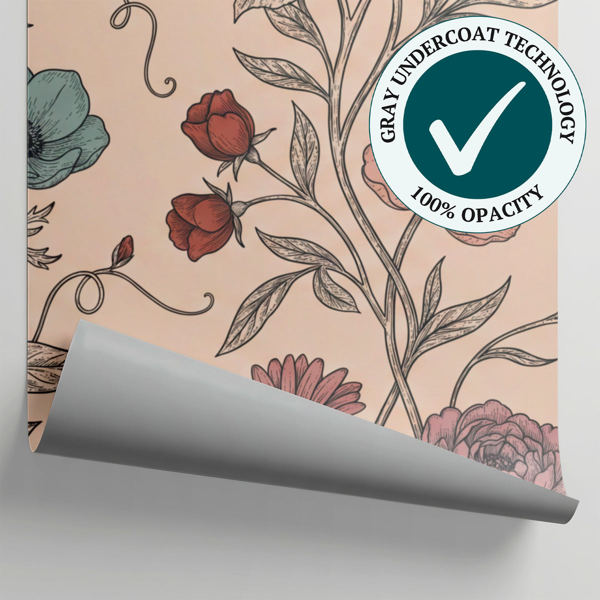 Pressed Anemone Sonnet - Beige Floral Wallpaper Vintage Botanical Wall Mural Peel and Stick - Matière