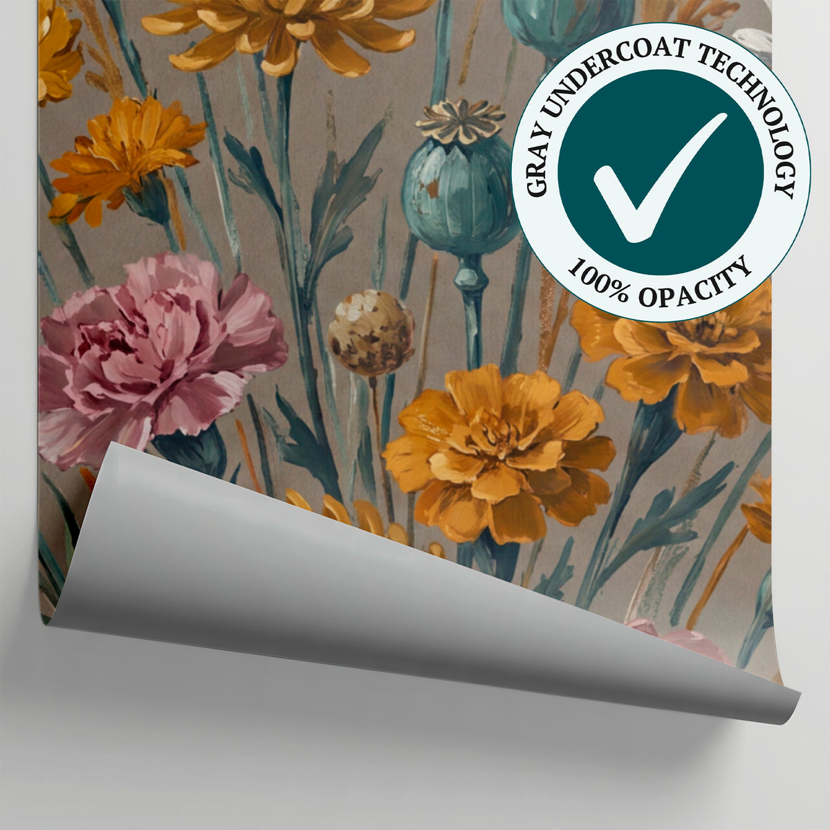 Pressed Wildflower Study Beige Floral Wallpaper - Vintage Botanical Daisy Flower Peel and Stick Mural - Matière
