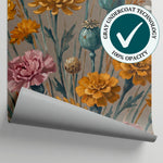 Pressed Wildflower Study Beige Floral Wallpaper - Vintage Botanical Daisy Flower Peel and Stick Mural - Matière