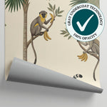 Primate Sonata Green Monkey Wallpaper - Sage Botanical Greenery Leaf Wall Mural - Matière