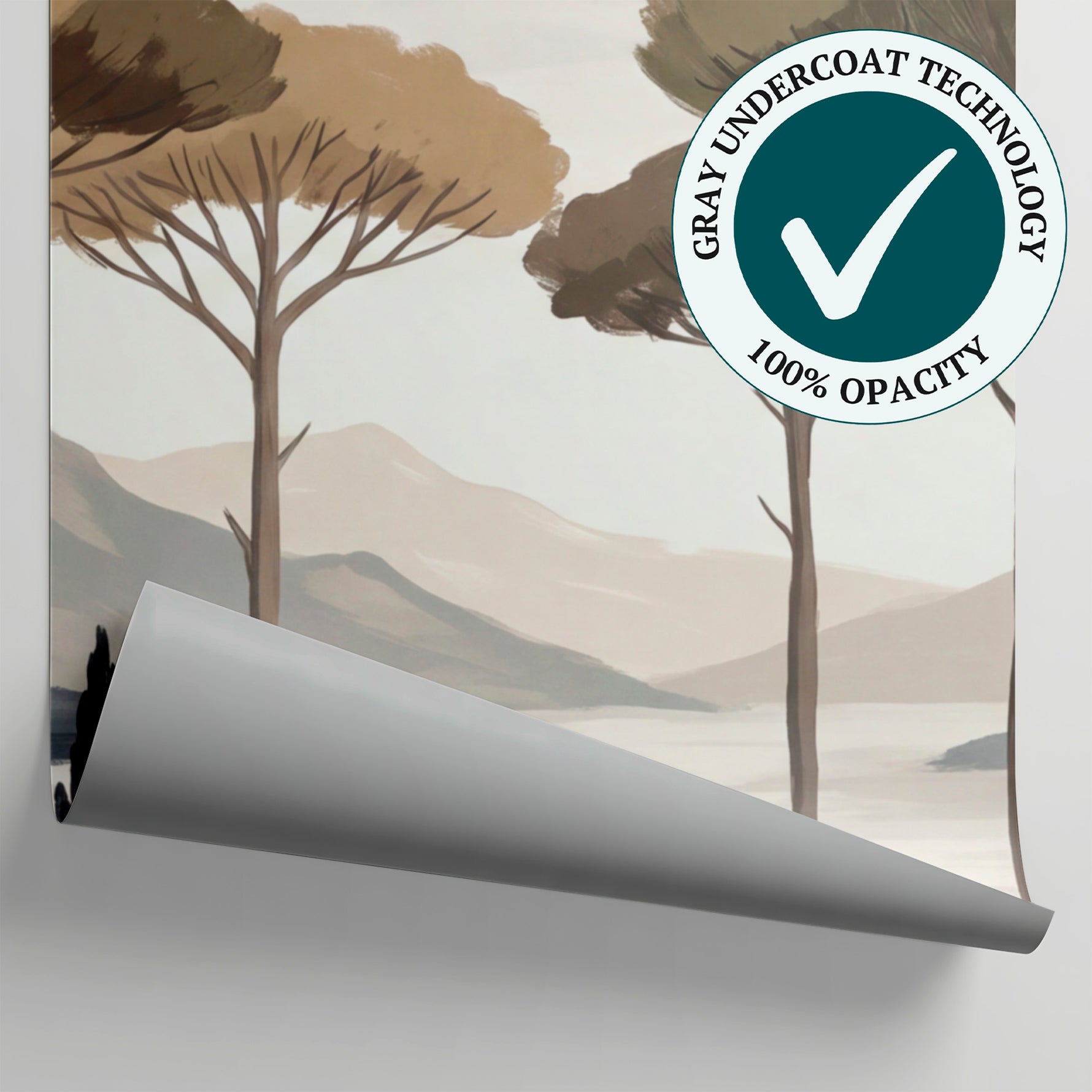 Quiet Pines Beige Forest Wallpaper - Scenery Landscape Woodland Wall Mural Peel and Stick - Matière