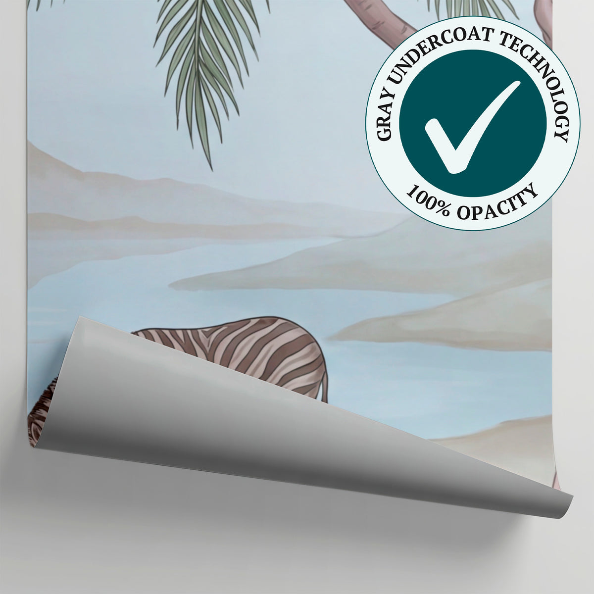 Quiet Watering Pastel Jungle Wallpaper - Tropical Safari Wallpaper Palm Tree Wall Mural - Matière
