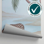 Quiet Watering Pastel Jungle Wallpaper - Tropical Safari Wallpaper Palm Tree Wall Mural - Matière