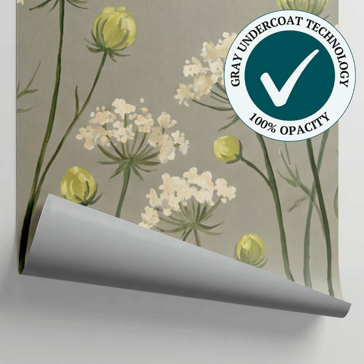 Quietfern Sway Beige Floral Wallpaper - Sage Green Flower Wall Mural Country Greenery Peel and Stick - Matière