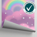 Rainbow Sherbet Wisp Pink Kids Wallpaper for Nursery - Pastel Cloud Sky Starry Night Peel and Stick Wall Mural - Matière