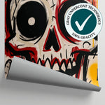 Rebel Canvas - White Graffiti Wallpaper - Black Red Skull Street Art Peel and Stick - Matière