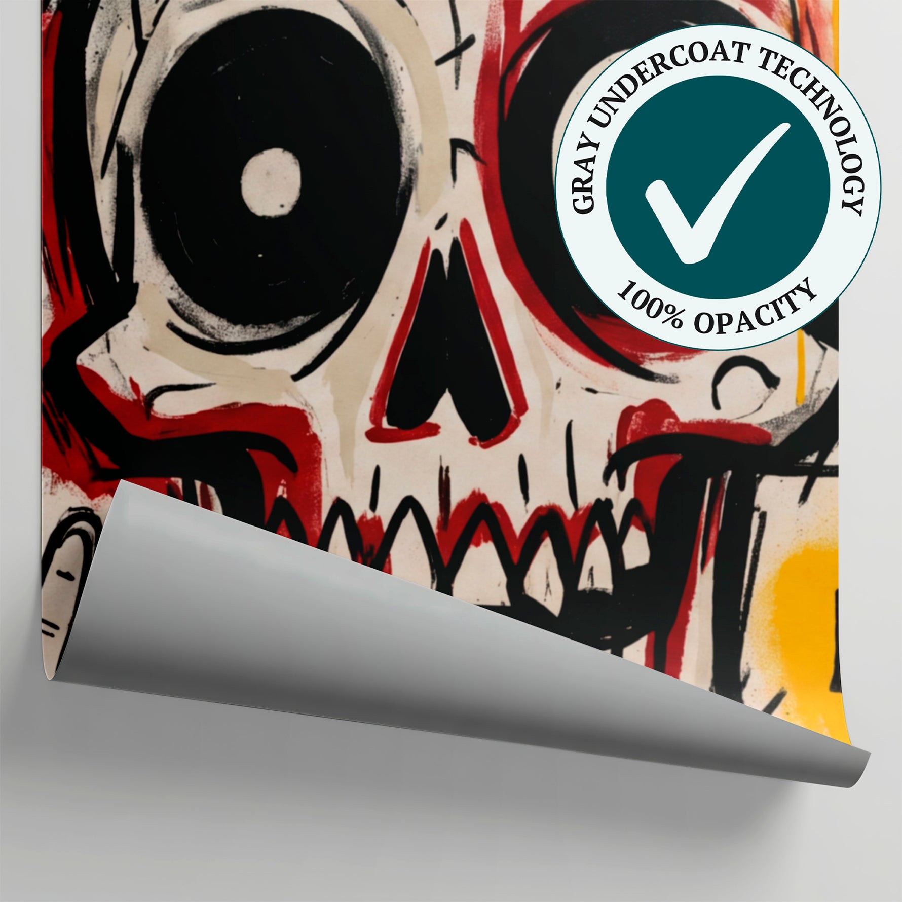 Rebel Canvas - White Graffiti Wallpaper - Black Red Skull Street Art Peel and Stick - Matière