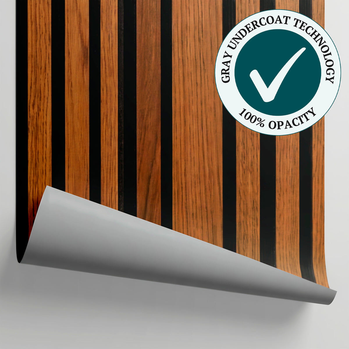 Reeded Cadence Brown Wood Wallpaper - Minimalist Wood Panel Wall Mural Peel and Stick Wood Effect - Matière