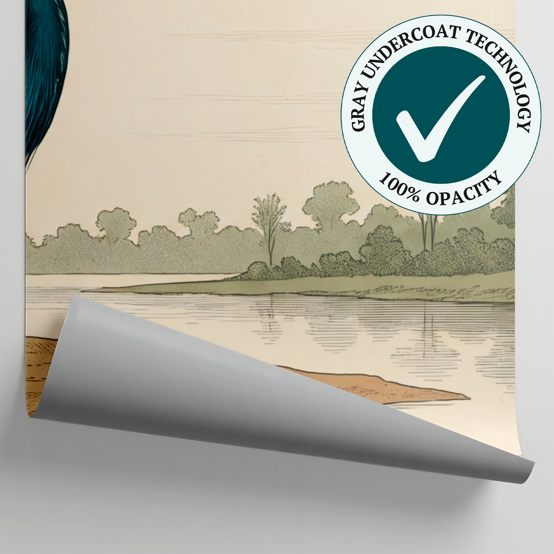 Reedwater Quietude Beige Animal Wallpaper - Wetland Scenery Landscape Wall Mural Peel and Stick - Matière