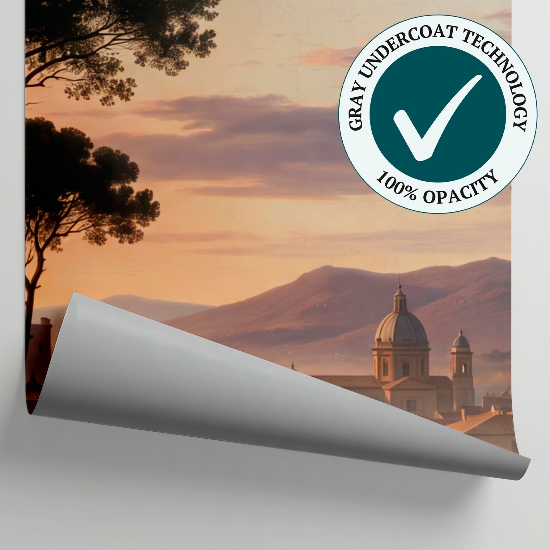 Roman Vespers Orange Scenery Wallpaper - Landscape City Wall Mural Peel and Stick - Matière
