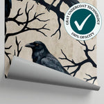 Rookery Branches Black Gothic Wallpaper - Dark Academia Vintage Victorian Peel and Stick Wall Mural - Matière
