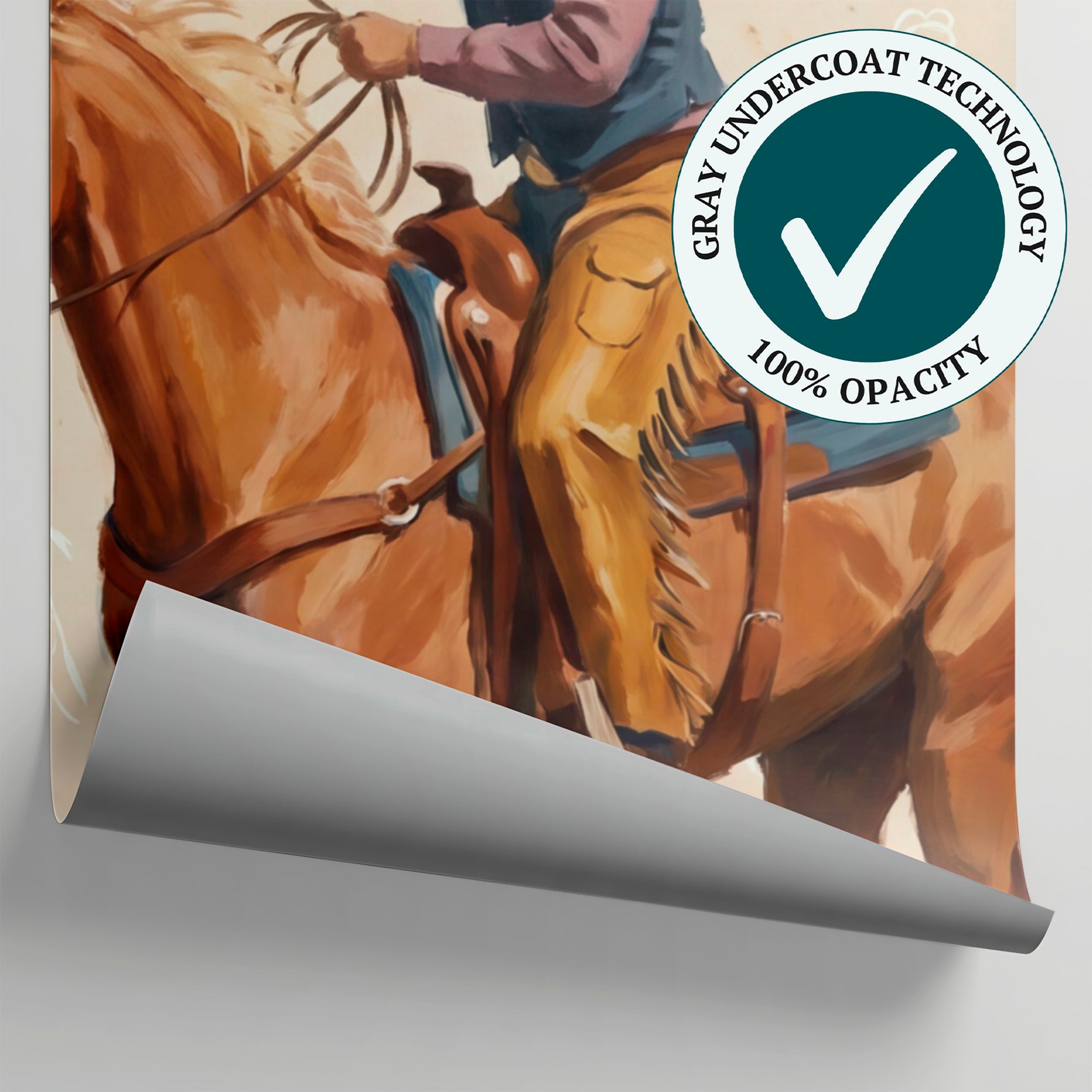 Roper Roundup Beige Horse Wallpaper - Vintage Cowboy Western Wall Mural Peel and Stick - Matière