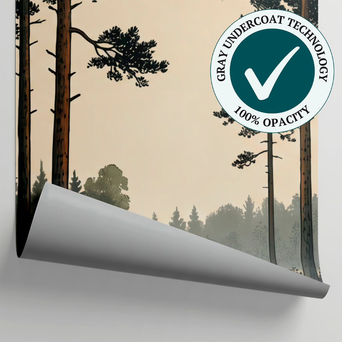 Rowboat Lakeside Green Forest Wallpaper - Woodland Scenery Landscape Peel and Stick Wall Mural - Matière