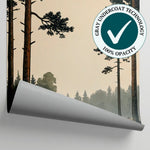 Rowboat Lakeside Green Forest Wallpaper - Woodland Scenery Landscape Peel and Stick Wall Mural - Matière