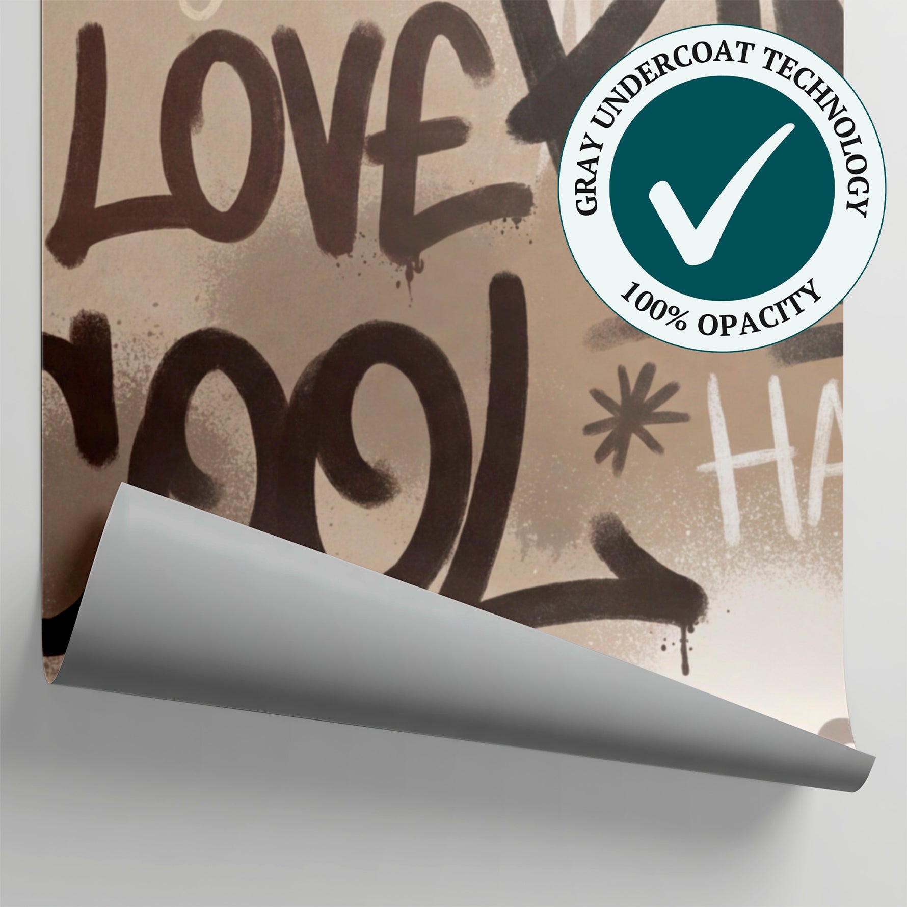 Sandstone Verse - Beige Graffiti Wallpaper - Brown Modern Hand-Lettered Removable - Matière