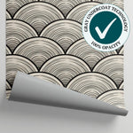 Seigaiha Whisper - Beige Japanese Wallpaper Art Deco Geometric Wall Mural Peel and Stick Removable - Matière