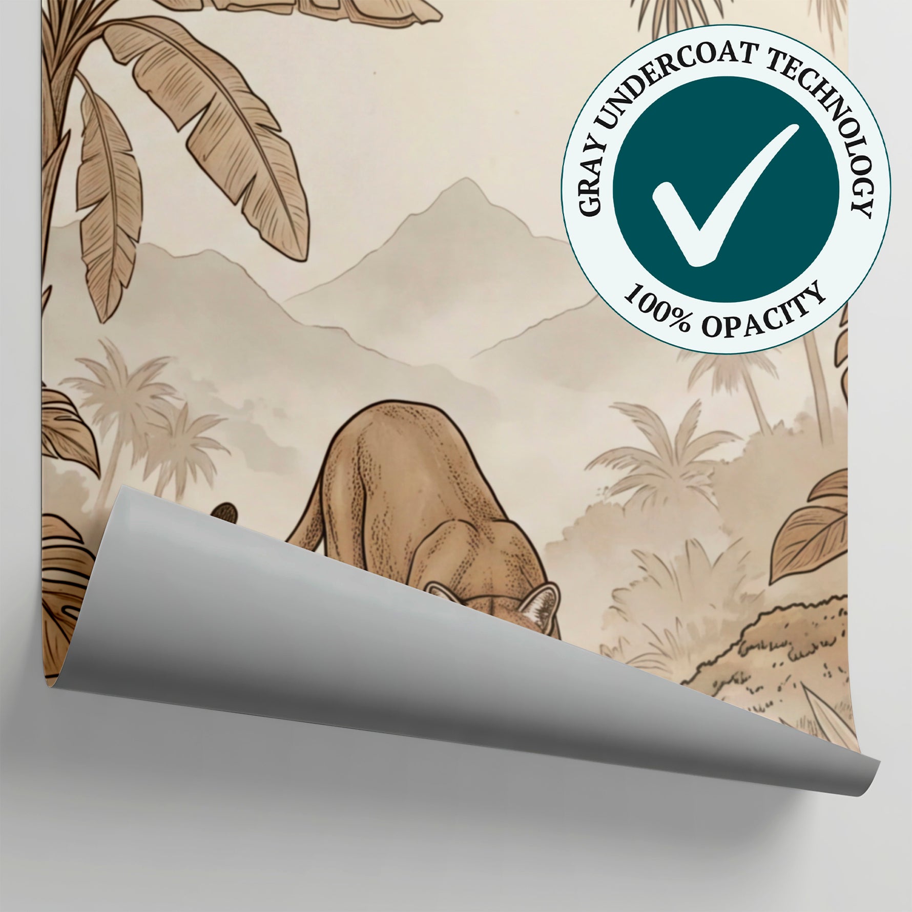 Sepia Wilderness Beige Jungle Wallpaper - Tropical Palm Tree Wall Mural Peel and Stick - Matière