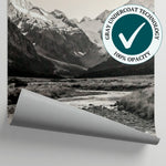 Silent Valley - Gray Mountain Wallpaper Black and White Landscape Scenery Peel and Stick Wall Mural - Matière