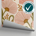 Silken Poppies Pink Flower Wallpaper - Light Pink Floral Vintage Aesthetic Peel and Stick Wall Mural - Matière