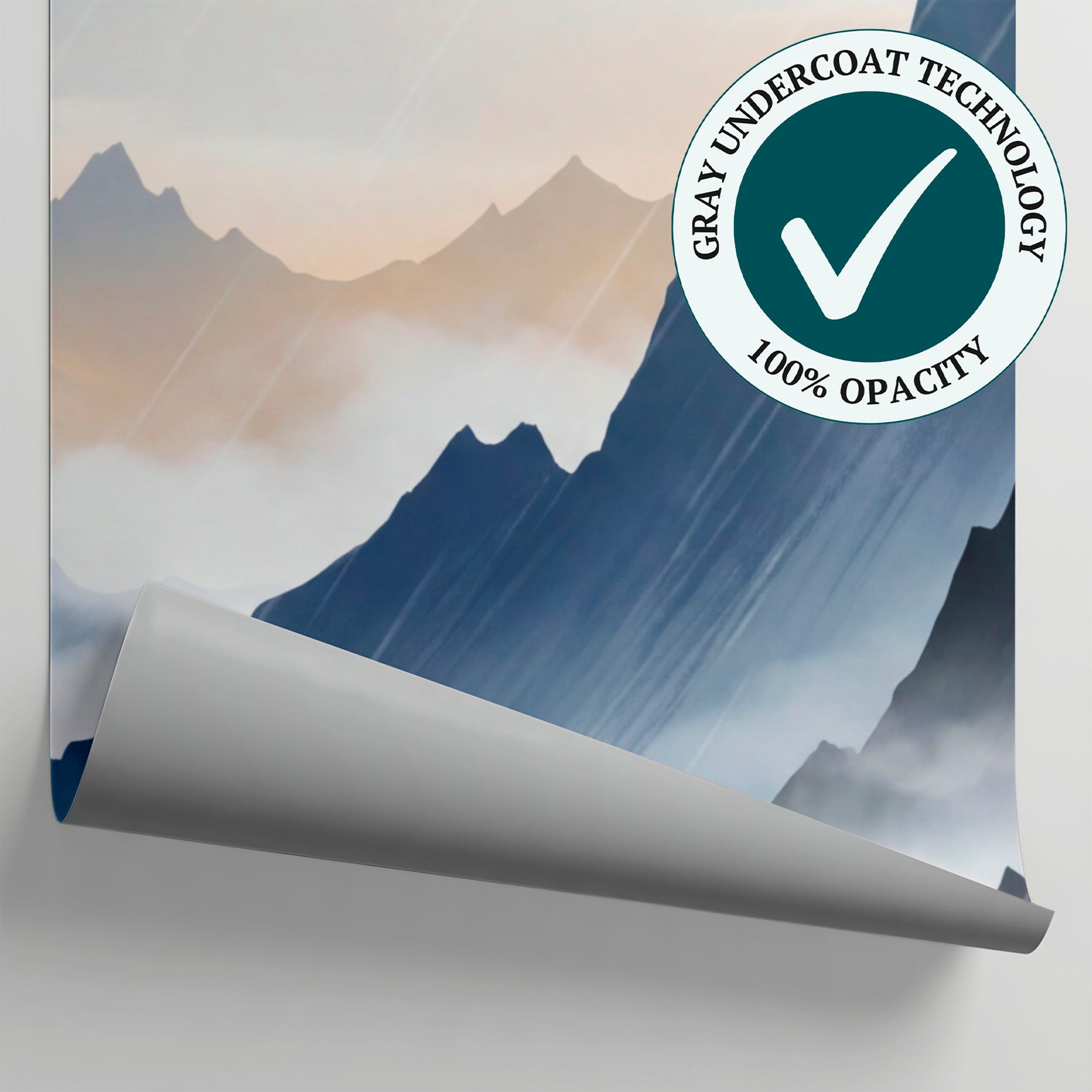 Slate Rainfall Gray Mountain Wallpaper - Minimalist Landscape Scenery Rocky Peel and Stick Wall Mural - Matière