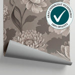 Smoke Antiquary Beige Floral Wallpaper - Vintage Rose Botanical Victorian Damask Wall Mural - Matière