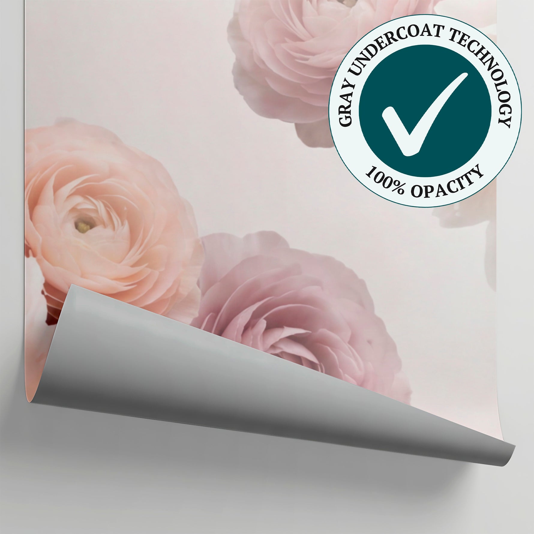 Soft Hush Florals - Pink Flower Wallpaper - Light Pink Rose Floral Peel and Stick Wall Mural - Matière
