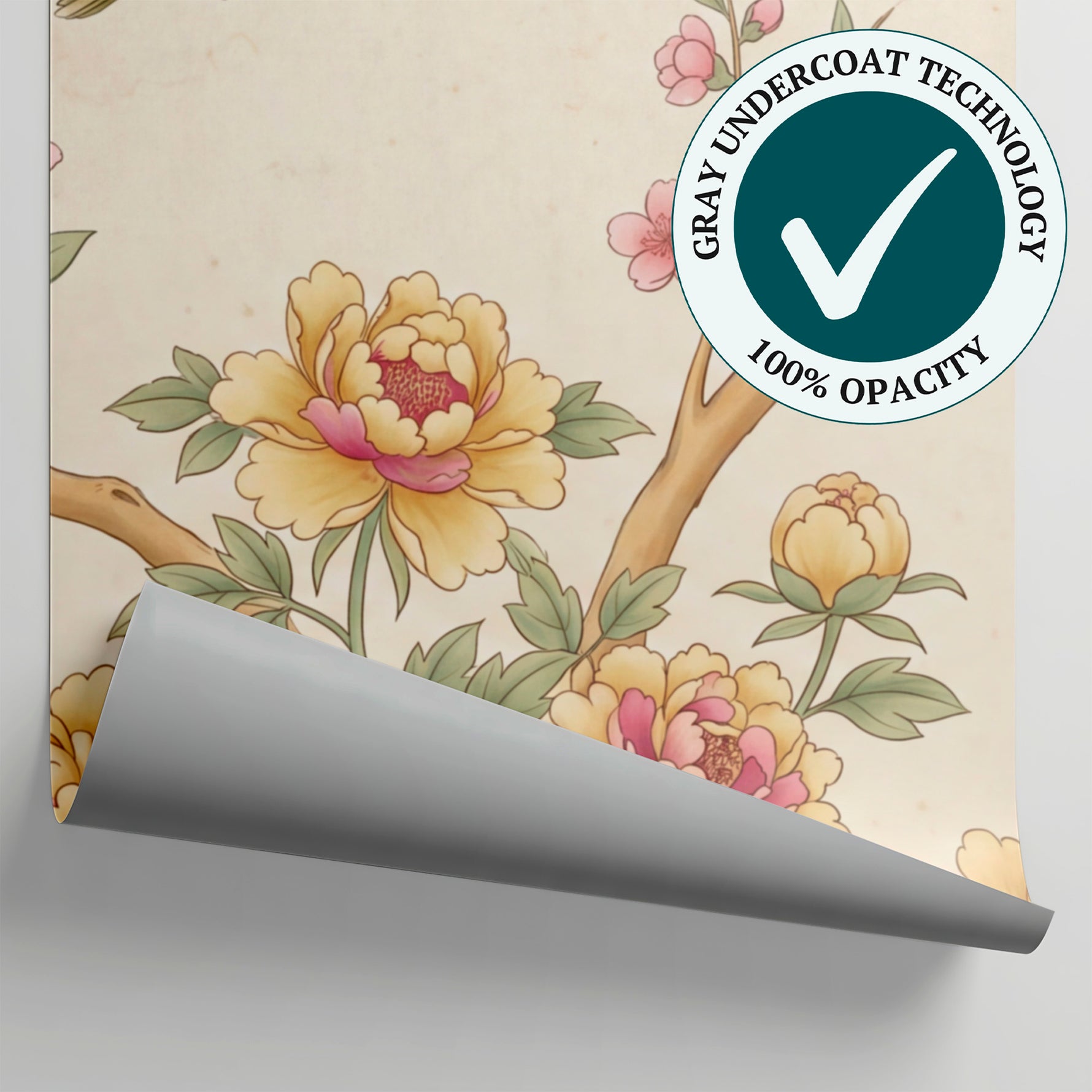 Songbird Atelier Beige Chinoiserie Wallpaper - Vintage Cherry Blossom Floral Botanical Wall Mural - Matière