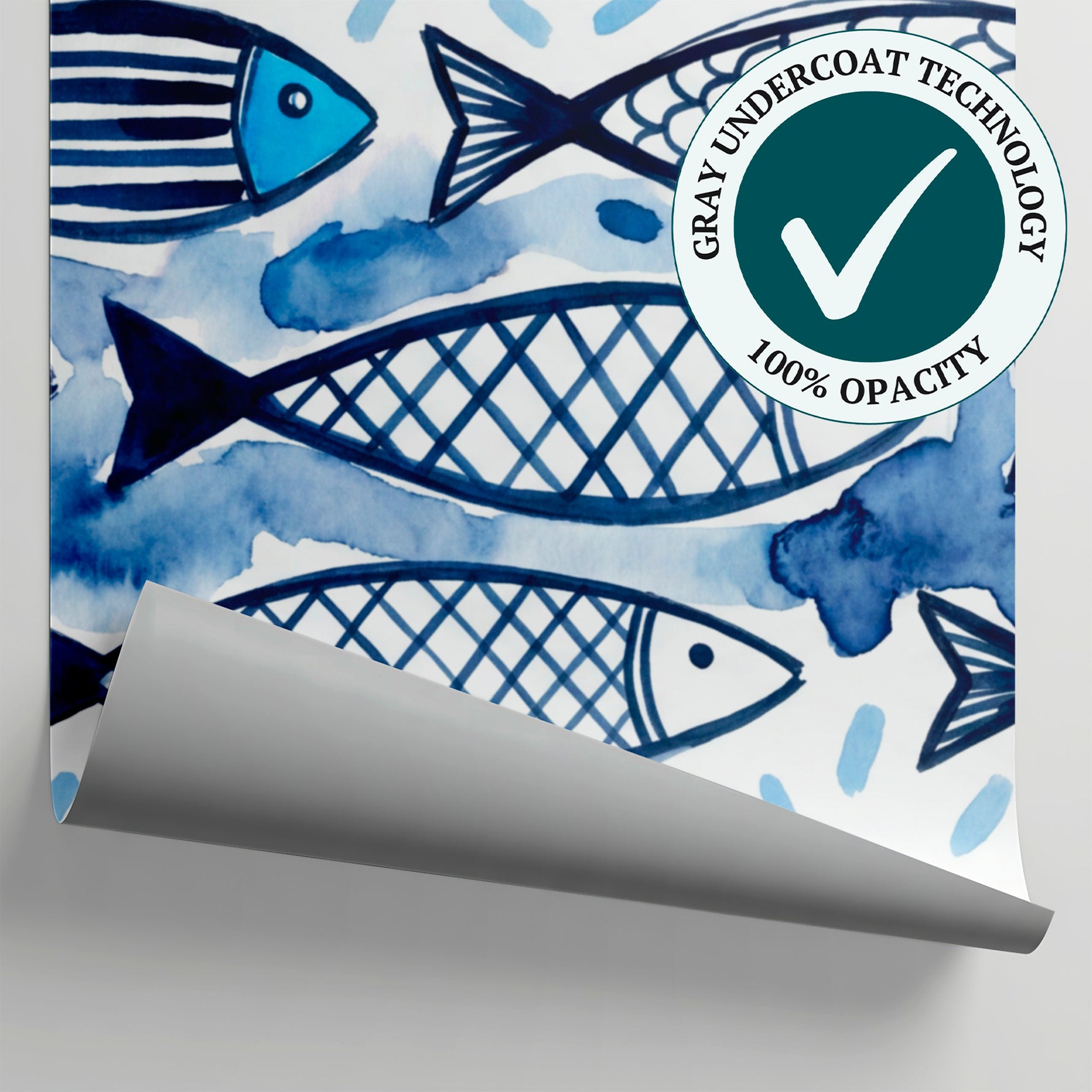 Splashing Minnows Blue Fish Wallpaper for Kids Nursery - Animal Wallpaper Peel and Stick Wall Mural - Matière