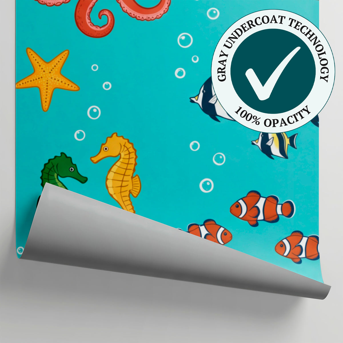 Splashing Reef Blue Kids Wallpaper Ocean Fish Shark Nursery Sea Wall Mural Peel and Stick - Matière