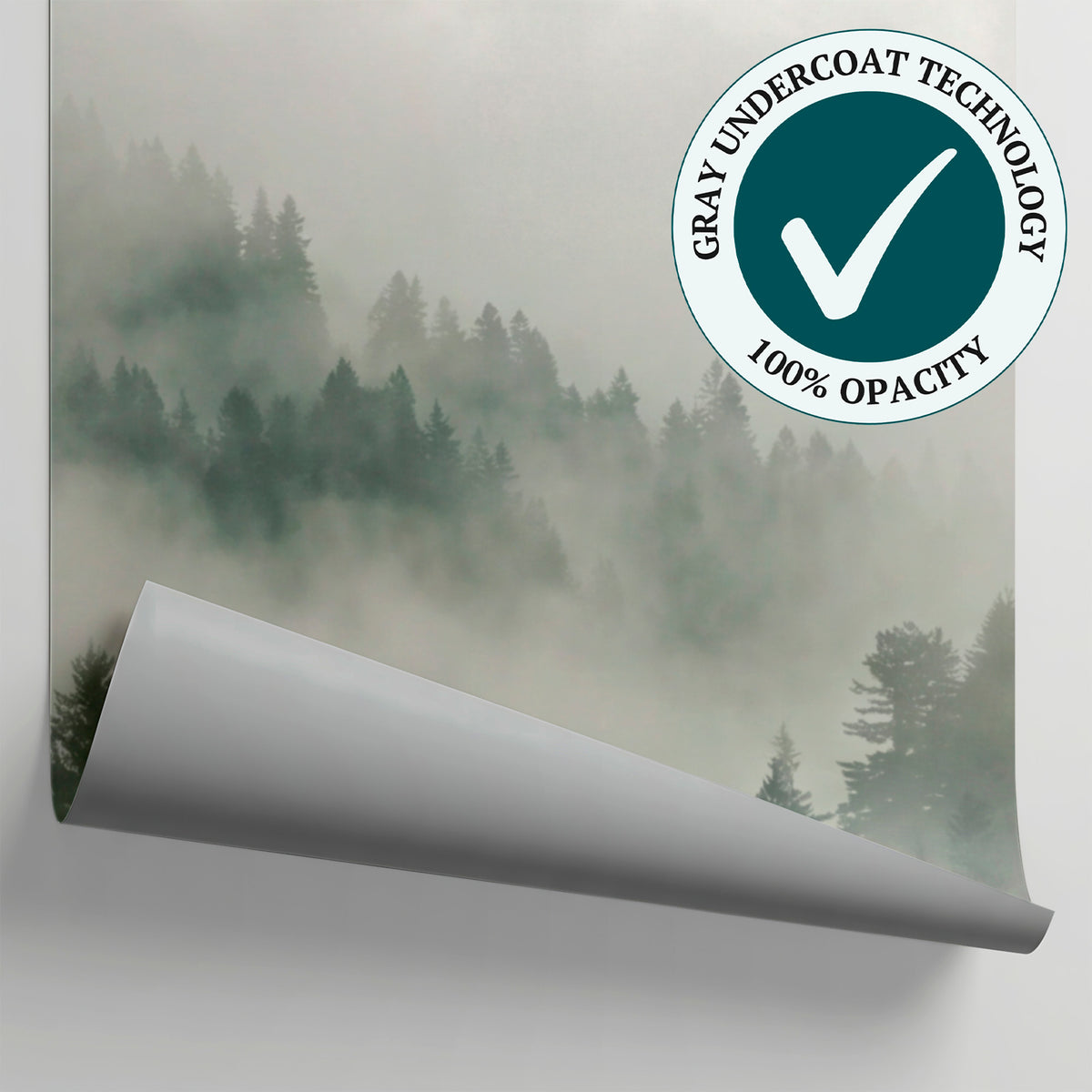 Stillwood Hush Gray Forest Wallpaper - Woodland Scenery Landscape Peel and Stick Wall Mural - Matière