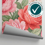 Sugared Reverie Pink Rose Wallpaper - Pink Floral Wallpaper Peel and Stick Vintage Wall Mural - Matière