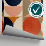 Sunbaked Spheres Orange Geometric Wallpaper - Retro Abstract Minimalist Wall Mural Peel and Stick - Matière