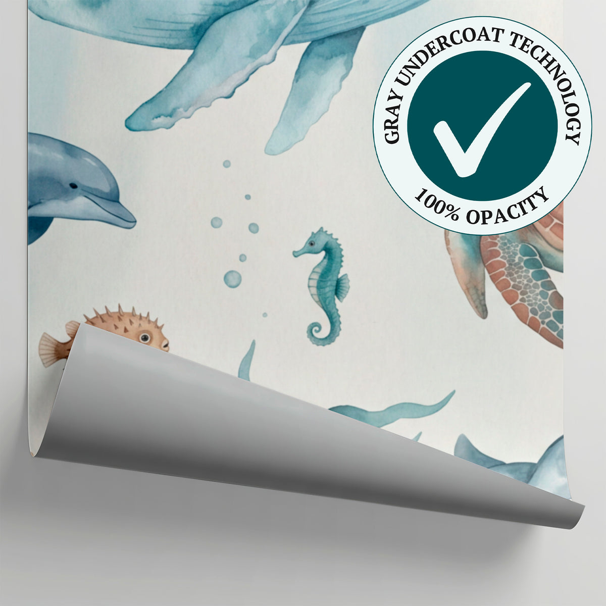 Sunlit Fathoms Blue Ocean Wallpaper - Pastel Sea Wallpaper Wave Peel and Stick Wall Mural - Matière