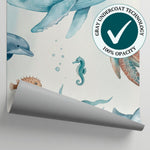 Sunlit Fathoms Blue Ocean Wallpaper - Pastel Sea Wallpaper Wave Peel and Stick Wall Mural - Matière