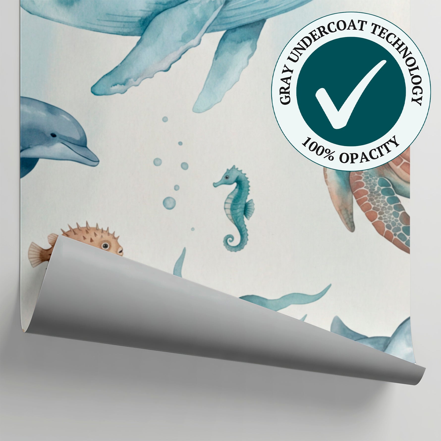 Sunlit Fathoms Blue Ocean Wallpaper - Pastel Sea Wallpaper Wave Peel and Stick Wall Mural - Matière