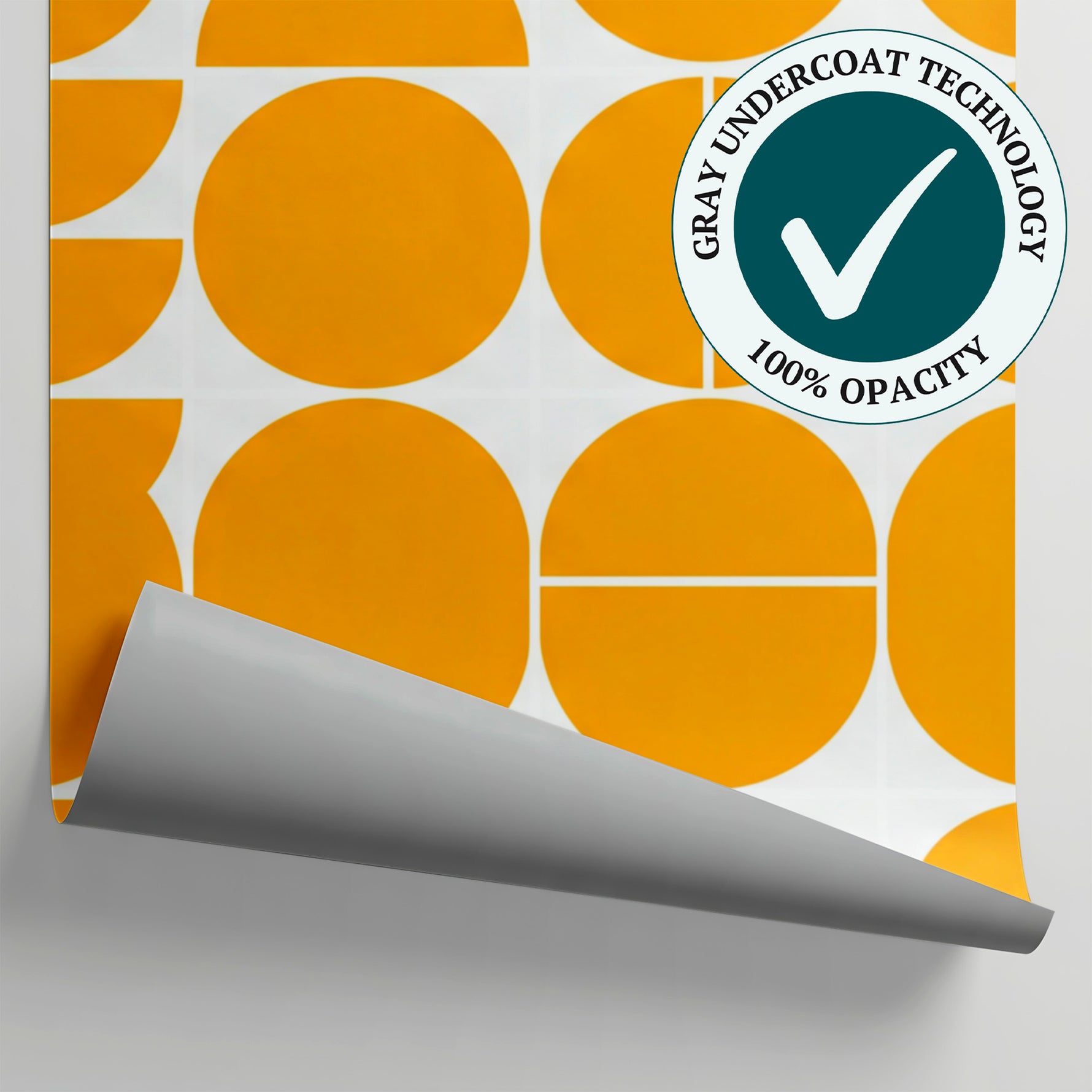 Sunlit Hemispheres Yellow Abstract Wallpaper - Geometric Minimalist Retro Peel and Stick Wall Mural - Matière