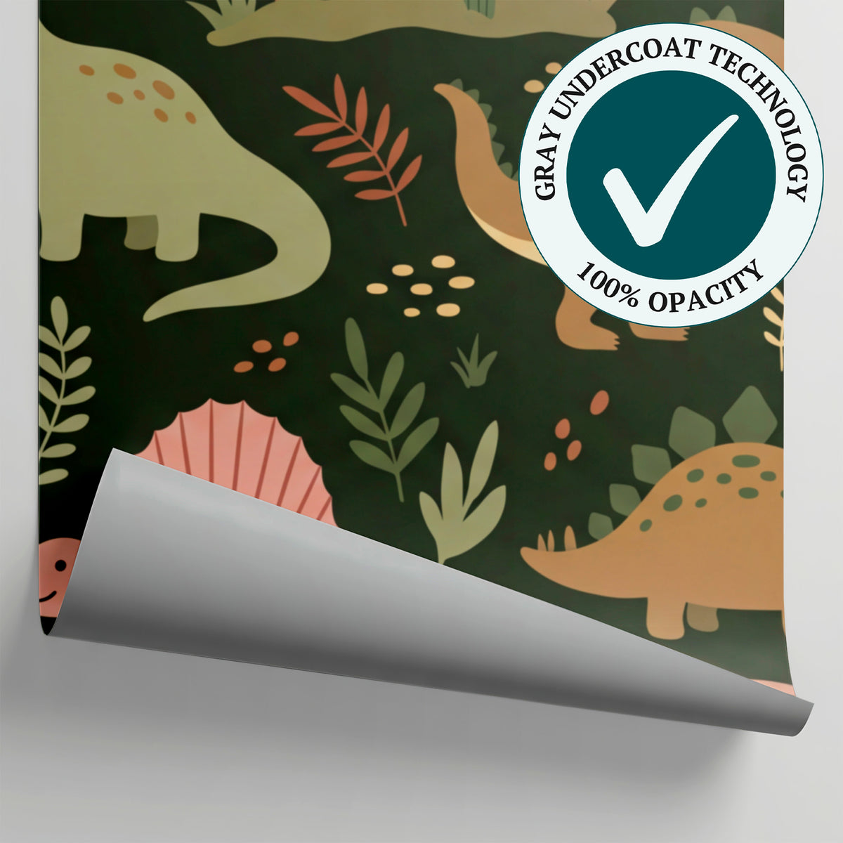 Sunny Stomper Meadow Green Dinosaur Wallpaper for Kids - Boho Nursery Cactus Wall Mural Peel and Stick - Matière