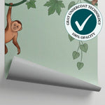 Swinging Thicket Green Monkey Wallpaper - Sage Jungle Botanical Leaf Tropical Greenery Peel and Stick - Matière