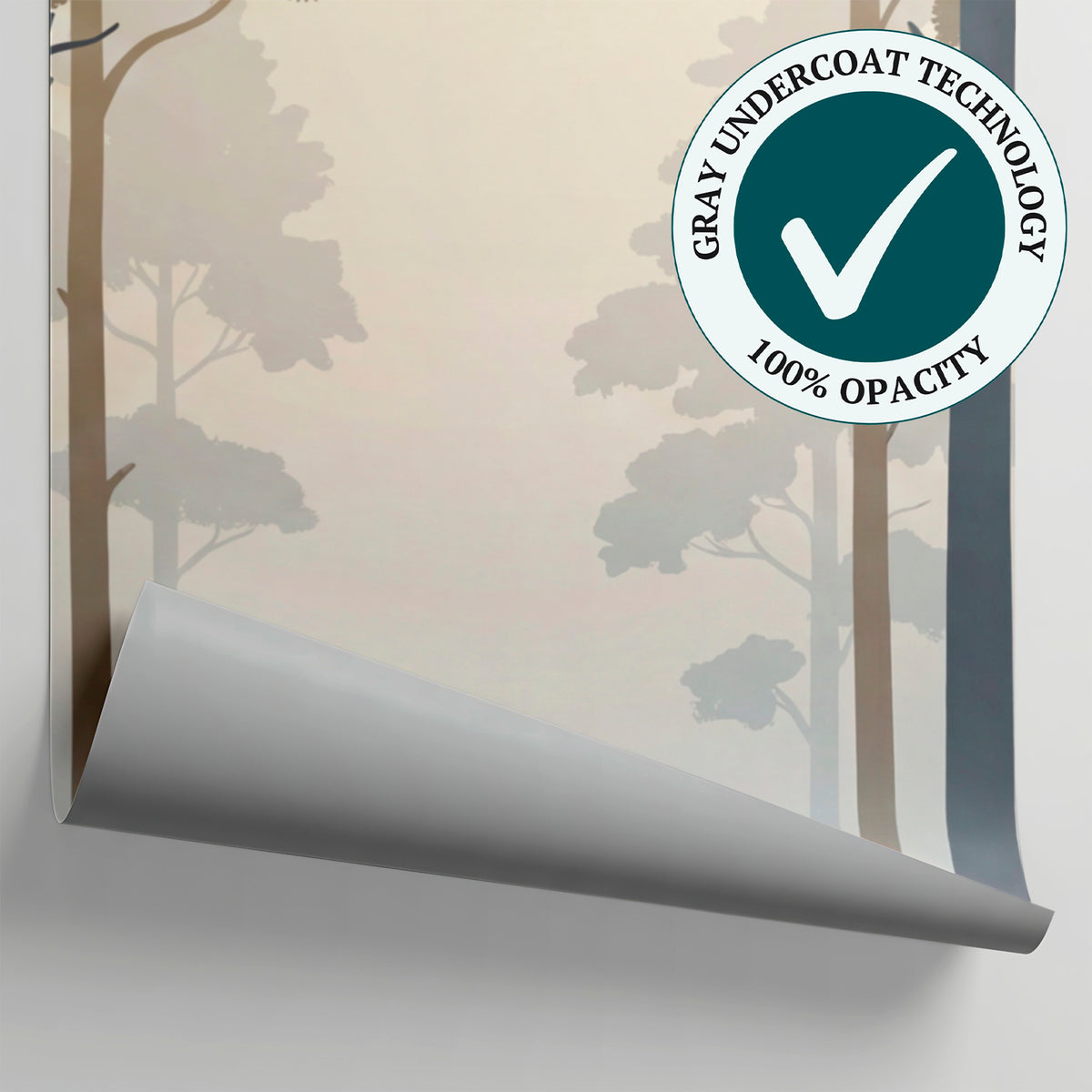 Tall Timber Veil Gray Forest Wallpaper - Minimalist Woodland Wallpaper Peel and Stick Wall Mural - Matière