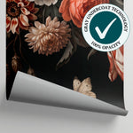 Tenebrous Posy Dark Floral Wallpaper - Black Vintage Rose Butterfly Wall Mural Peel and Stick - Matière