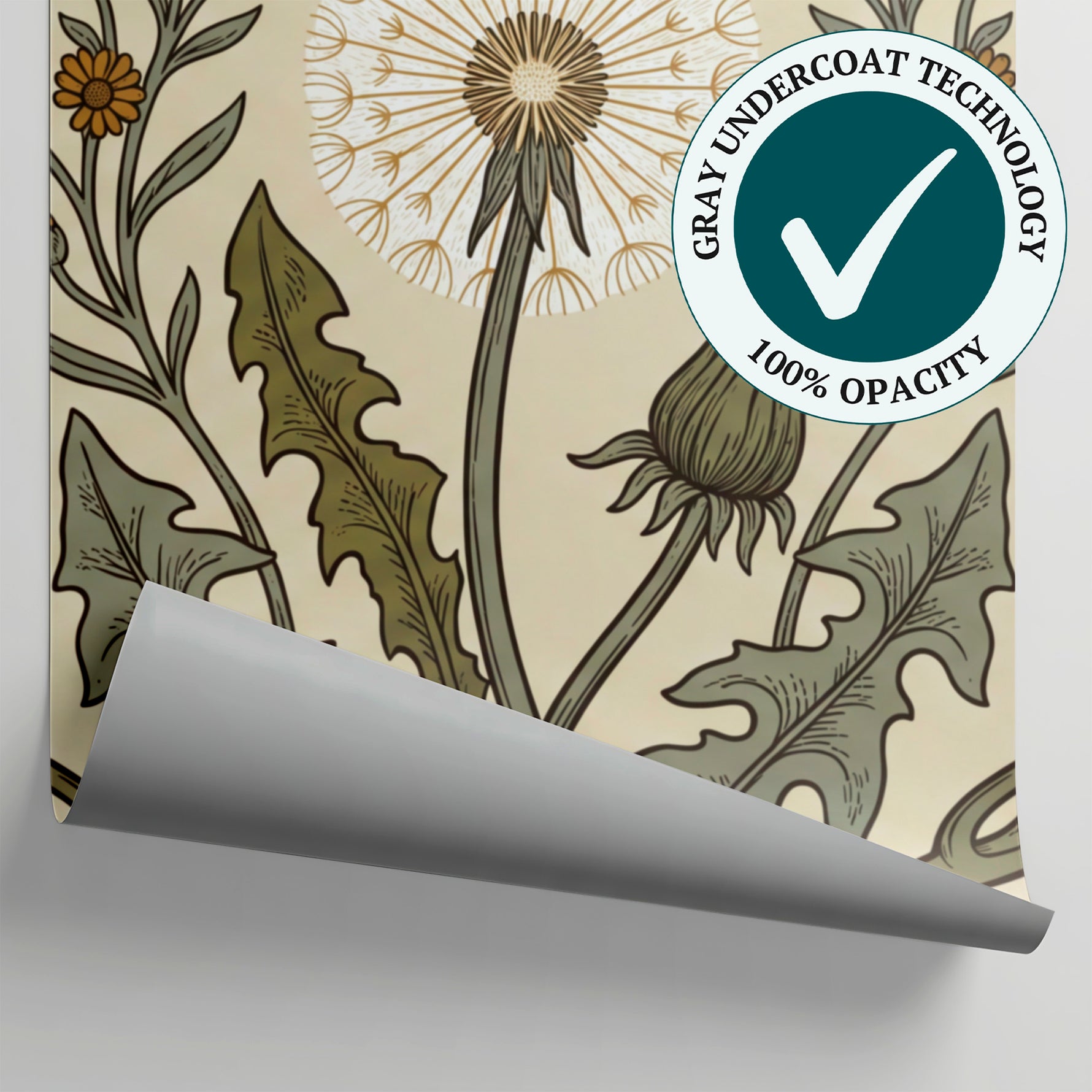 Thistle Drift Beige Wallpaper - Vintage Botanical Floral Peel and Stick Wall Mural - Matière