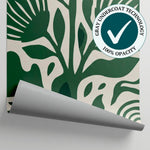 Thistle Folk Green Floral Wallpaper - Sage Green Flower Peel and Stick Wall Mural - Matière