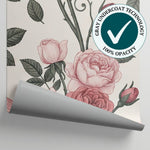 Thornwoven Trellis Pink Rose Wallpaper - Pink Floral Vintage Wall Mural Peel and Stick - Matière