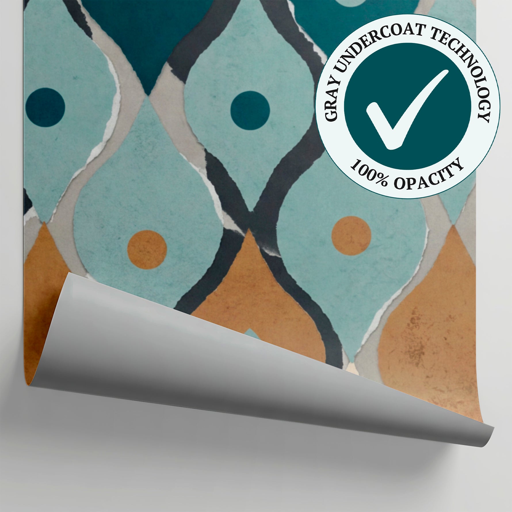 Tidal Reverie - Blue Geometric Wallpaper Abstract Vintage Minimalist Damask Peel and Stick Mural - Matière