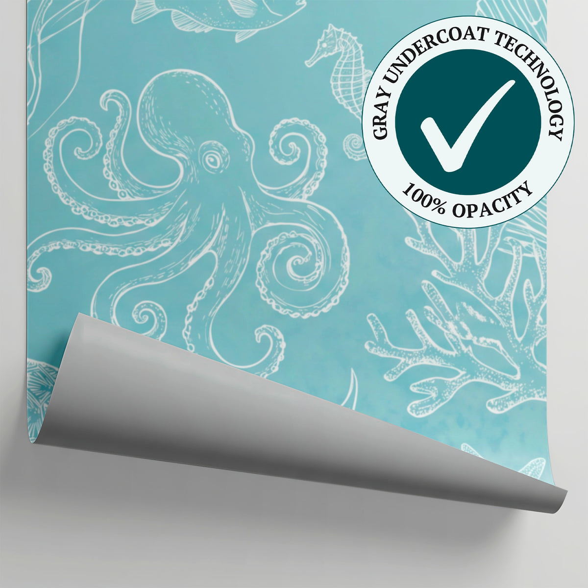 Tidal Whispers - Blue Ocean Wallpaper Peel and Stick - Aqua Sea Wallpaper Coastal Wave Mural - Matière