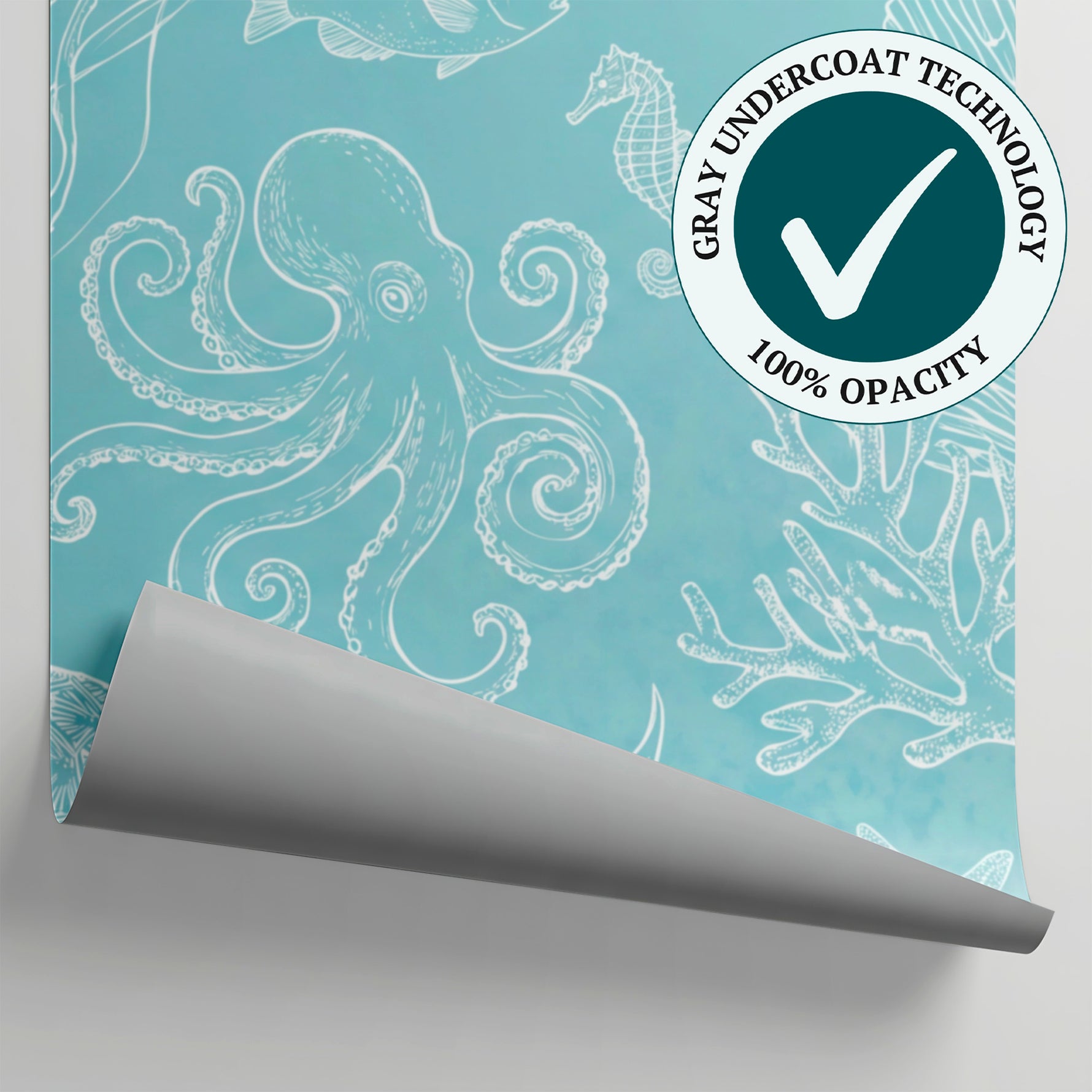 Tidal Whispers - Blue Ocean Wallpaper Peel and Stick - Aqua Sea Wallpaper Coastal Wave Mural - Matière