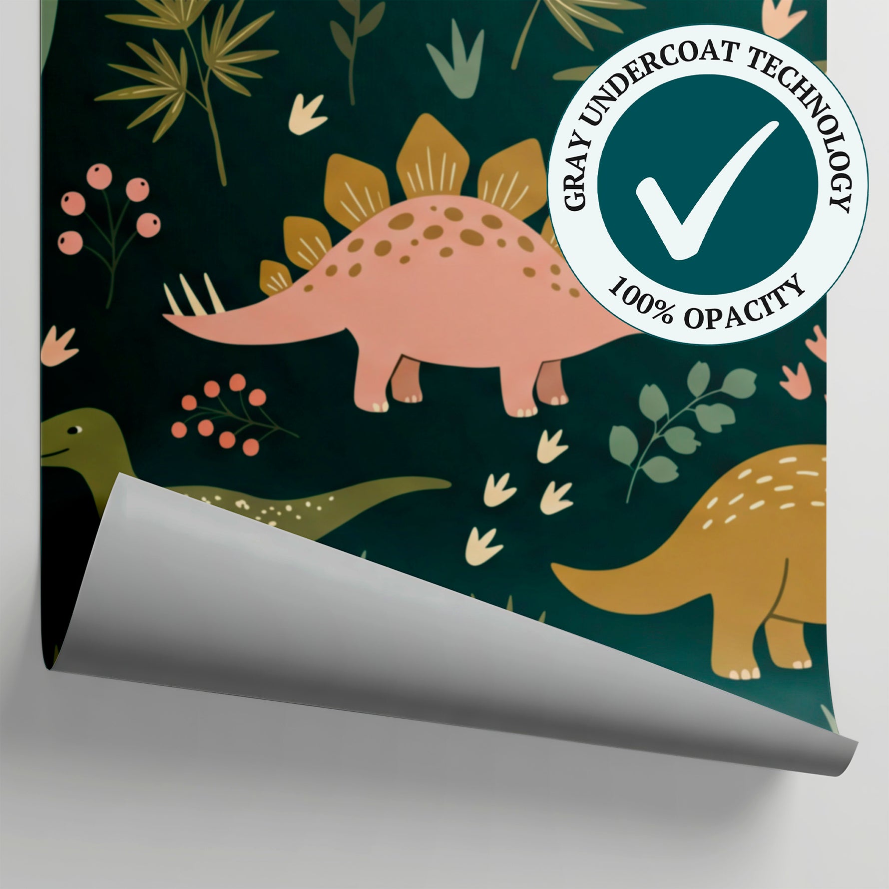 Tiny Tracks Jungle Green Dinosaur Wallpaper for Kids - Botanical Nursery Leaf Greenery Peel and Stick Mural - Matière