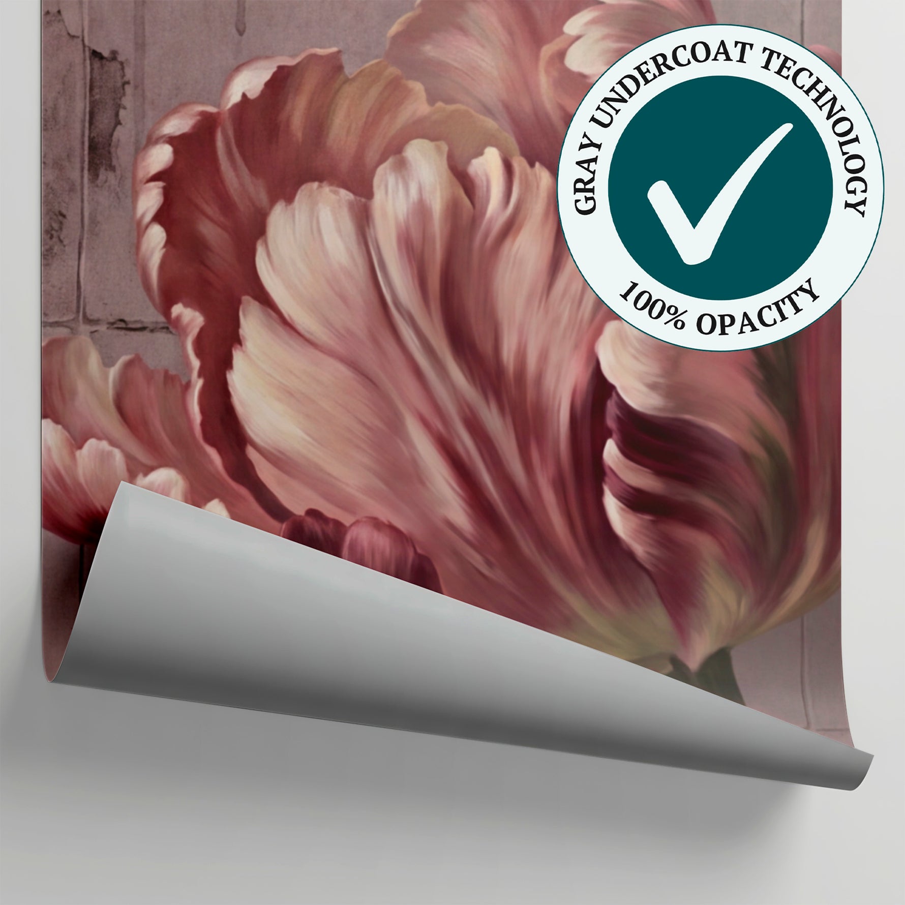 Tulip Patina - Pink Vintage Wallpaper Floral Wall Mural - Pink Flower Damask Victorian Peel and Stick - Matière